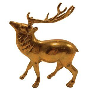 Vintage Brass Stag Deer Elk Reindeer Figurine Sculpture Decoration Collectible